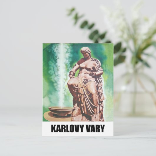Karlovy Vary spring, damesbeeld, Tsjechische Repub Briefkaart (Staand voorkant)