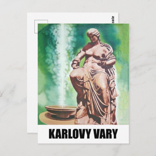 Karlovy Vary spring, damesbeeld, Tsjechische Repub Briefkaart (Voorkant / Achterkant)
