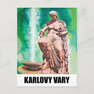 Karlovy Vary spring, damesbeeld, Tsjechische Repub Briefkaart