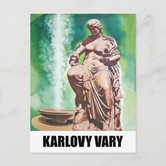 Karlovy Vary spring, damesbeeld, Tsjechische Repub Briefkaart (Voorkant)