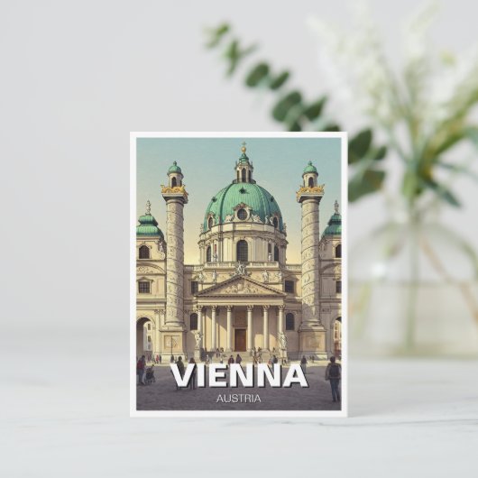 Karlskirche Karlsplatz Wenen Oostenrijk Reizen Briefkaart (Staand voorkant)