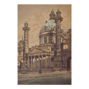 Karlskirche kerk in Wenen, Oostenrijk Perfect Poster