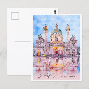 Karlsplatz Vienna Oostenrijk Travel Place Waterver Briefkaart