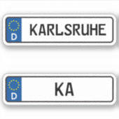 Karlsruhe kennzeichen, Duits Bord voor rijbewijzen Sticker (Voorkant)