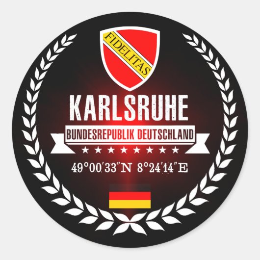 Karlsruhe Ronde Sticker (Voorkant)