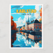 Karlstad Zweden vintage reisillustratie Briefkaart (Voorkant)