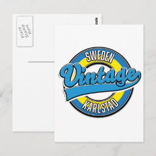 karlstad zweden vintage stijl logo. briefkaart