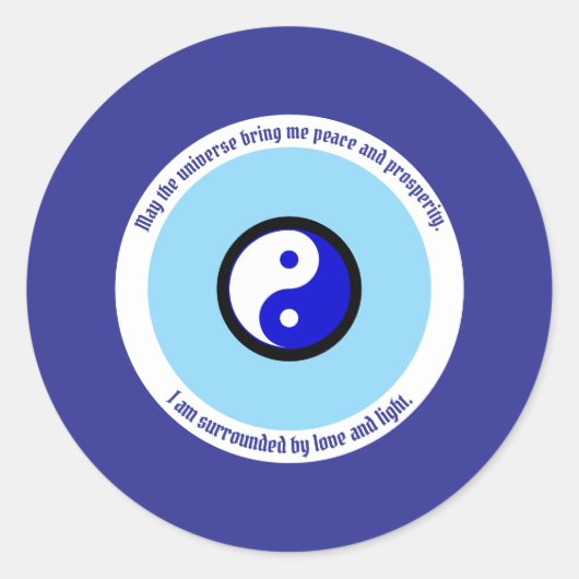 Karma Bescherming Donkerblauw Kwaad Oog Yin Yang Ronde Sticker (Voorkant)