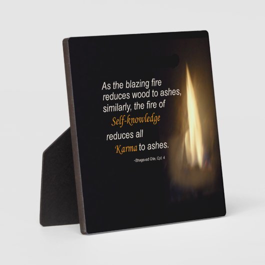 Karma Blazing Fire Self-knowledge Quote Plaque Fotoplaat (Voorkant)