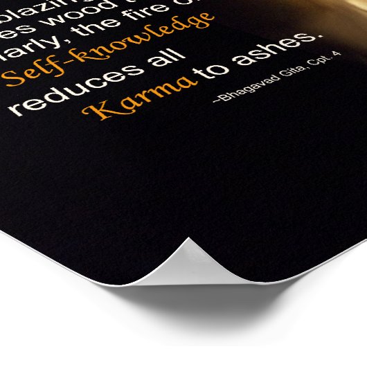 Karma Blazing Fire Self-knowledge Quote Plaque Poster (Hoek)