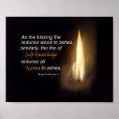 Karma Blazing Fire Self-knowledge Quote Plaque Poster (Voorkant)