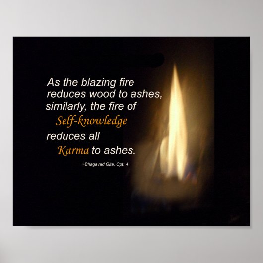 Karma Blazing Fire Self-knowledge Quote Plaque Poster (Voorkant)
