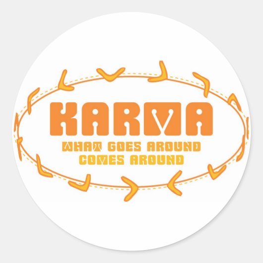 Karma Boomerang Ronde Sticker (Voorkant)