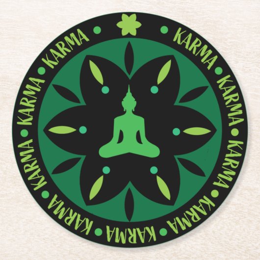 Karma Buddhist Religie - Boeddhisme Zes Sages Ronde Kartonnen Onderzetter (Voorkant)