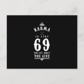 Karma is als 69 je krijgt wat je geeft feestdagenkaart (Voorkant)