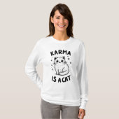 Karma is een Cat Art T-shirt met lange mouwen (Voorkant volledig)