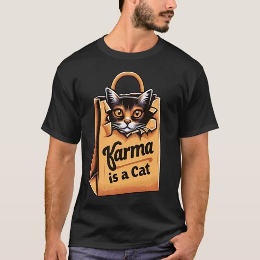 Karma is een kat - Grappige kat T-shirt (Voorkant)