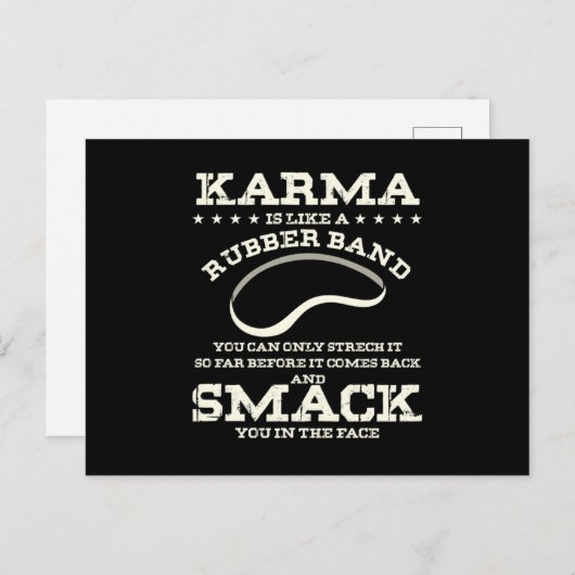 Karma is een soort rubberen band briefkaart (Voorkant / Achterkant)