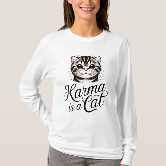 Karma is een T-shirt met lange mouwen voor vrouwen (Voorkant)