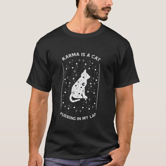 Karma is kattenmuziek grappige hemelse huisdier me t-shirt (Voorkant)