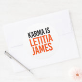 Karma is Letitia James Ronde Sticker (Envelop)