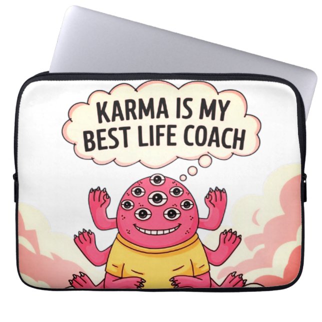 Karma is mijn beste coach laptop sleeve (Voorkant)