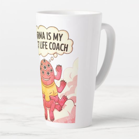 Karma is mijn beste coach latte mok (Rechterhoek)