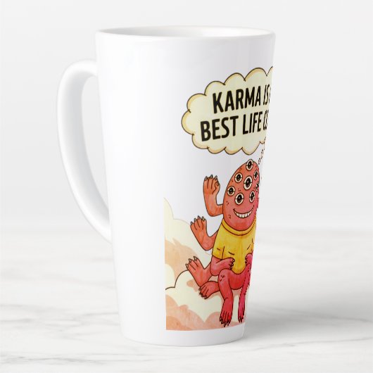 Karma is mijn beste coach latte mok (Linkerhoek)