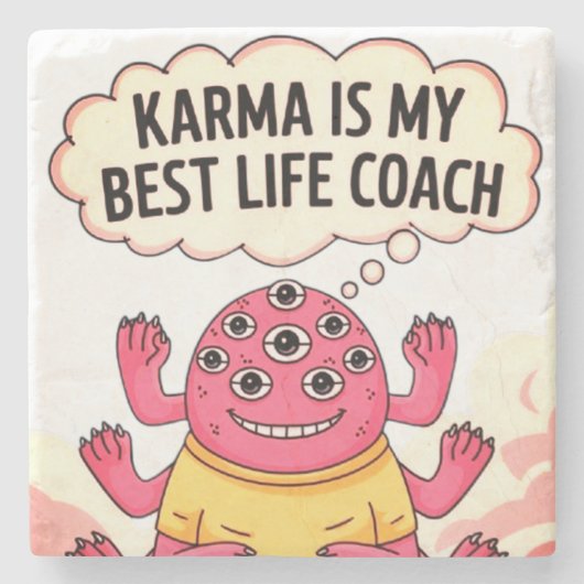 Karma is mijn beste coach stenen onderzetter (Voorkant)