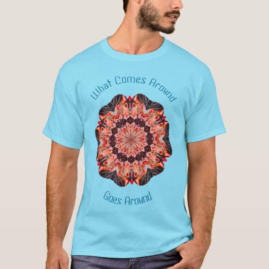 Karma komt rond de aarde rond Inspirerend T-shirt (Voorkant)