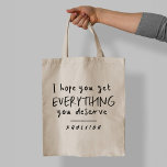 Karma krijgt alles wat je verdient tote bag<br><div class="desc">Gescheiden,  gescheiden of nieuw single vriend grappig Karma humoristische sarcasme krijgen alles wat je verdient moderne zwart-wit typografie unieke eenvoudige canvas tas cadeau</div>