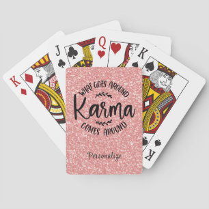 Karma Quote Pink Glitter op persoonlijke titel Pokerkaarten