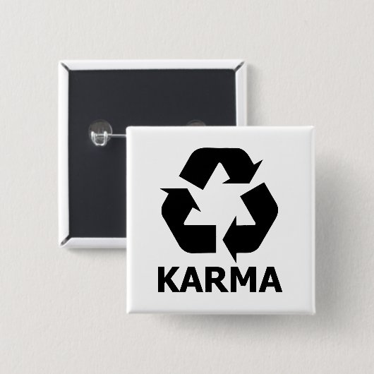Karma Recyclen Vierkante Button 5,1 Cm (Voorkant /achterkant)