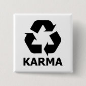 Karma Recyclen Vierkante Button 5,1 Cm (Voorkant)