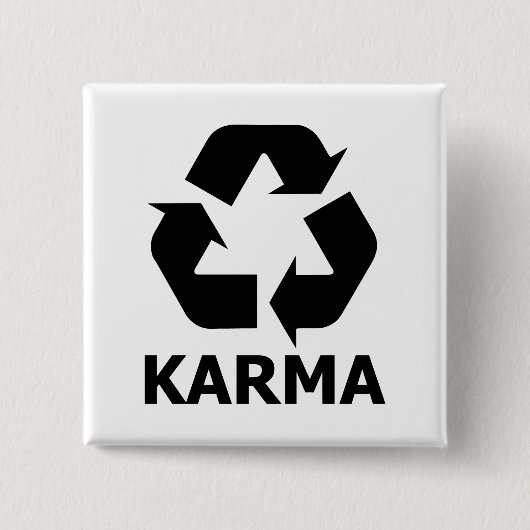 Karma Recyclen Vierkante Button 5,1 Cm (Voorkant)