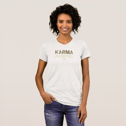 Karma rijdt met een grote bus  t-shirt (Voorkant volledig)
