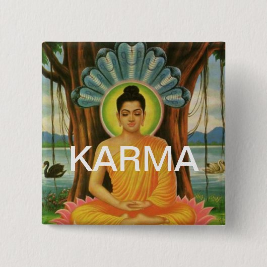 KARMA VIERKANTE BUTTON 5,1 CM (Voorkant)