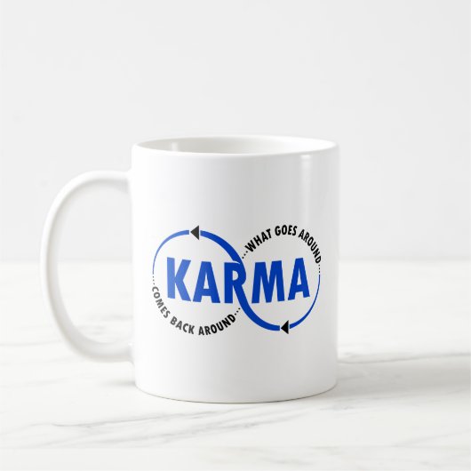 Karma - wat er omheen gaat komt terug rond (v2) koffiemok (Links)