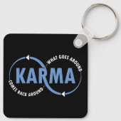Karma - wat er omheen gaat komt terug rond (v2) sleutelhanger (Achterkant)