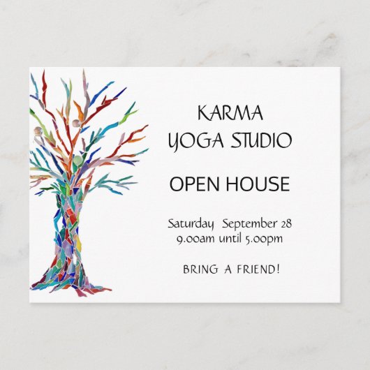 Karma Yoga Open House Uitnodiging Briefkaart (Voorkant)