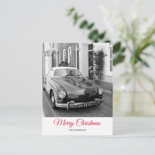 Karmann Ghia Klassieke Auto Kerstmis Feestdagenkaart (Staand voorkant)