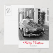 Karmann Ghia klassieke auto vrolijk kerstfeest Feestdagenkaart (Voorkant / Achterkant)