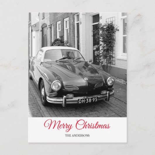 Karmann Ghia Oldtimer Prettig Kerstfeest Feestdagenkaart (Voorkant)