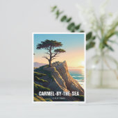 Karmel-bij-het-zee eenzame cipres briefkaart (Staand voorkant)
