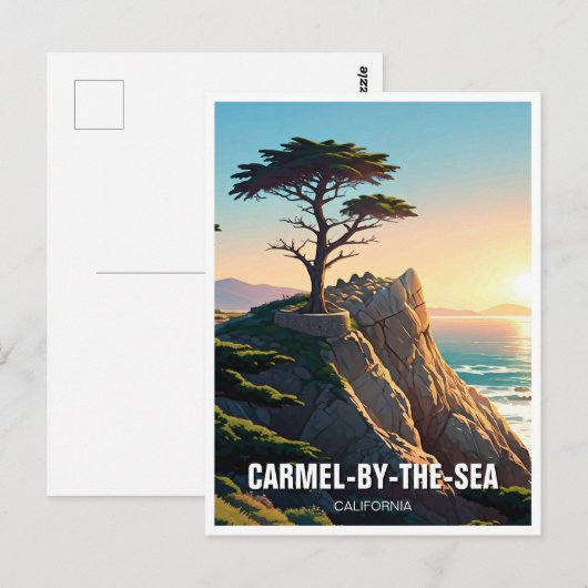 Karmel-bij-het-zee eenzame cipres briefkaart (Voorkant / Achterkant)