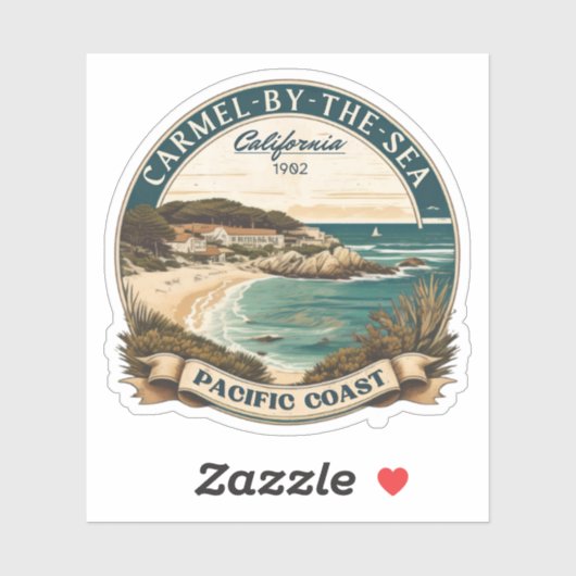 Karmel bij het zee strand california Pacifische ku Sticker (Vel)