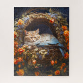 Karmel Gekleurde Kat met Vleugels Rust Legpuzzel (Verticaal)