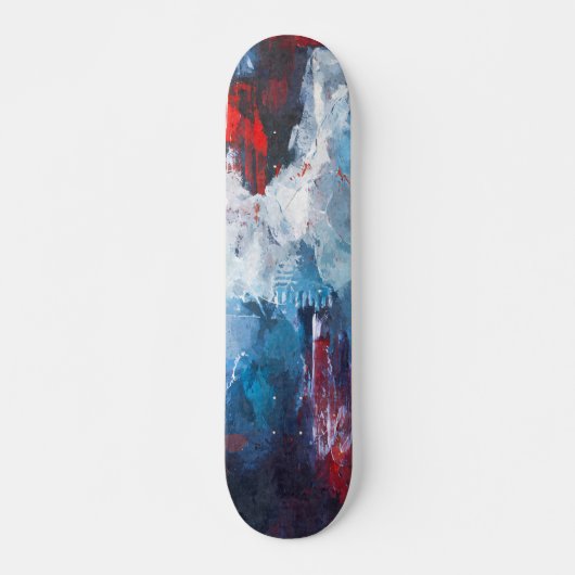 Karmozijn Blauwe Stoom Abstract Skateboard (Voorkant)