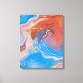 Karmozijn, Blush, Blauwe en Gouden Marmer Alcohol  Canvas Afdruk (Voorkant)