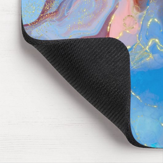 Karmozijn, Blush, Blauwe en Gouden Marmer Alcohol  Muismat (Hoek)